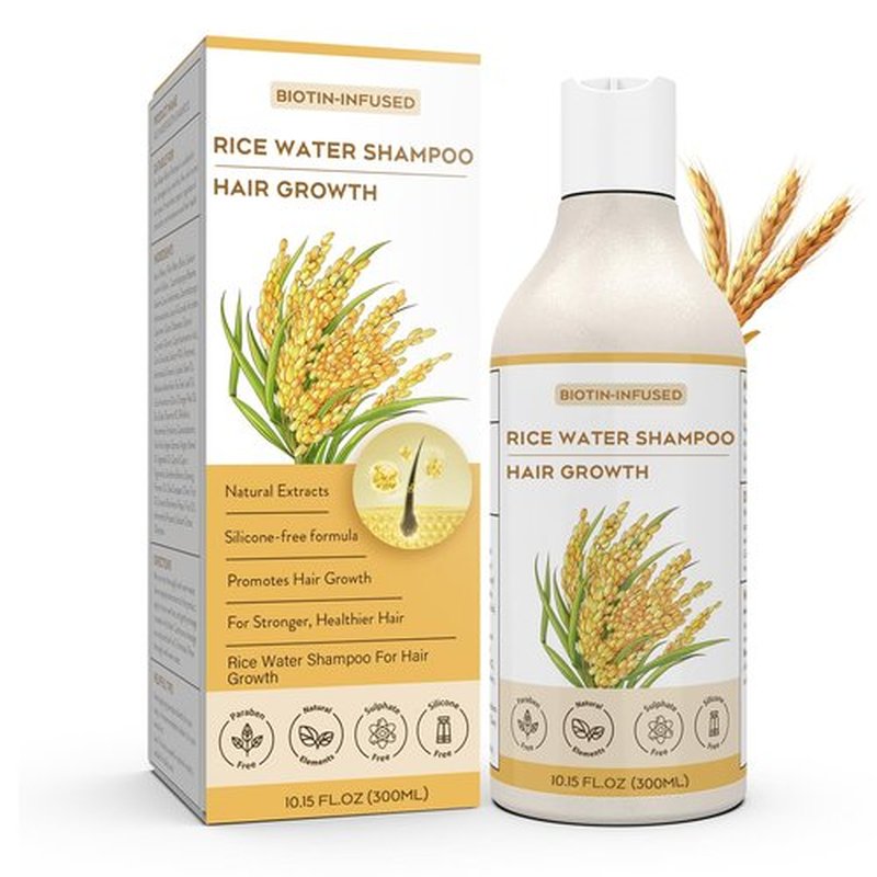 Rice Water Hair Growth Shampoo, Enhances Hair Luster, Suitable for Thinning Hair and Hair Loss, Promotes Hair Regrowth-10.15 FL.OZ