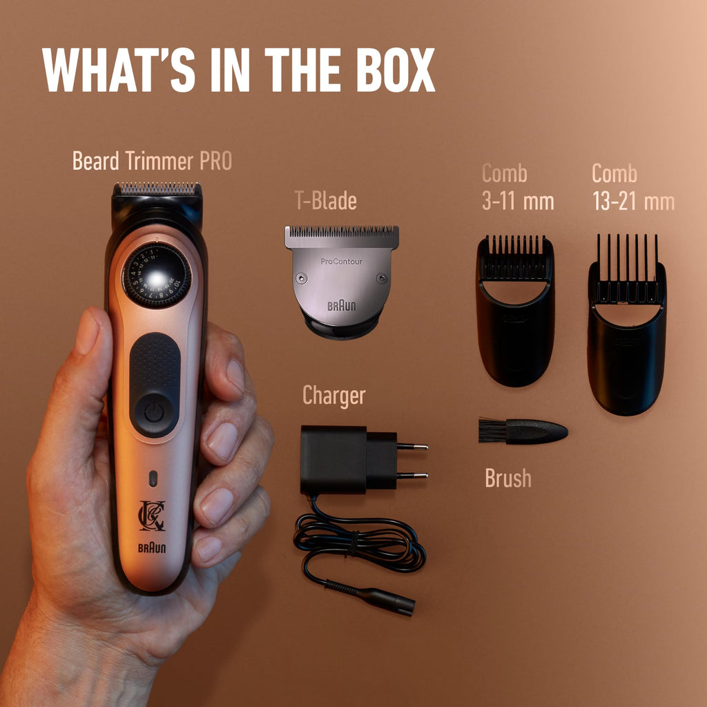 Gillette King C Beard Trimmer PRO with 40 Beard Length Settings in Precise 0.5mm Steps, Cordless Design & 1 Trimmer, 1 Brush, 2 Combs, 1 Charger and 1 T-Blade (Pack of 3)