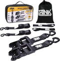 5208LB Heavy Duty Ratchet Straps - 1.5” x 16FT Tie Down Straps with Safety S Hooks for Trucks & Trailers | Black (2 Pack)