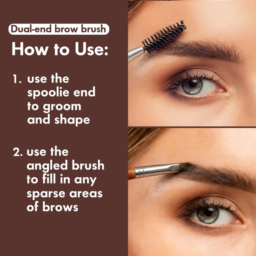 Stainless Steel Eyebrow Trimmer Scissors with Comb – Includes Dual-Ended Angled & Spoolie Brow Brush