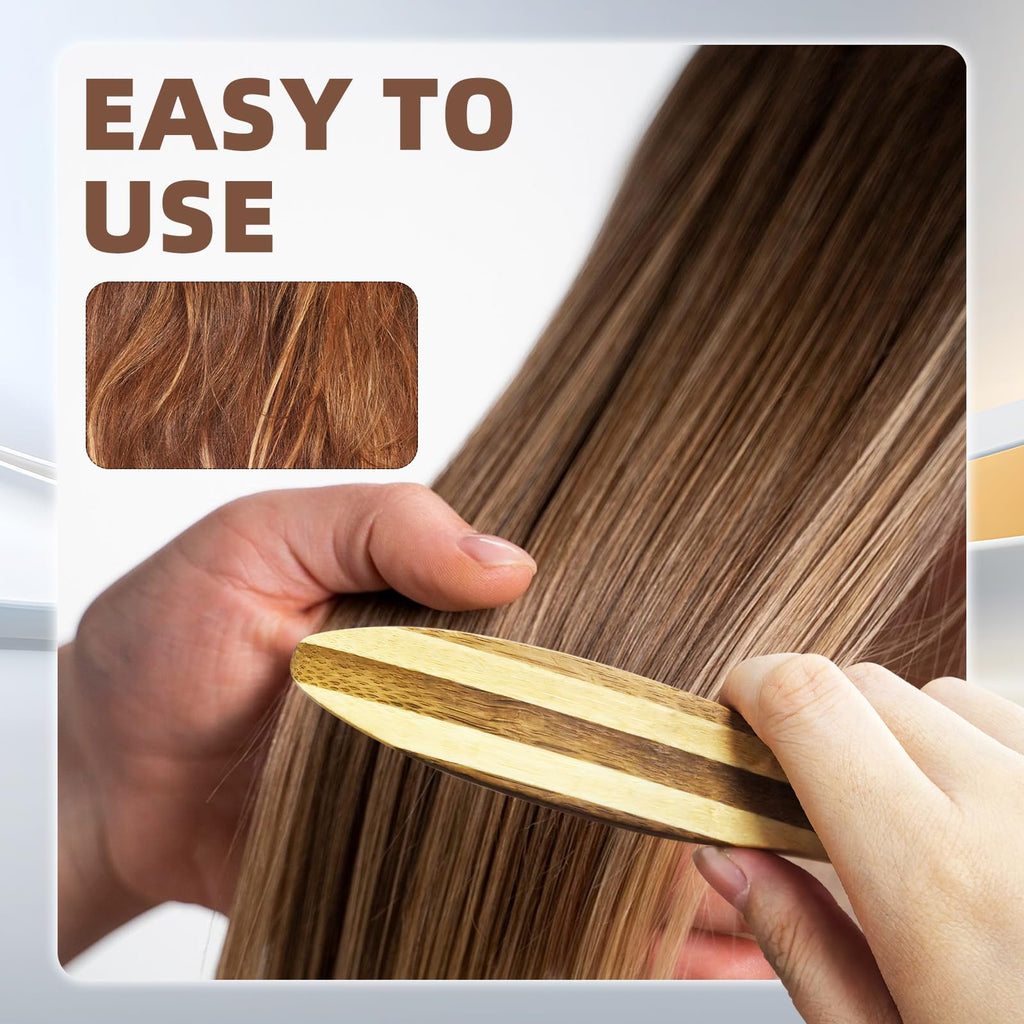 2 Pcs Beard Styling Brush, Bamboo with Natural Boar Bristles Beard & Mustache Brush for Men, Ergonomic Design Detangling Smoothing Tool for Thick Coarse Hair