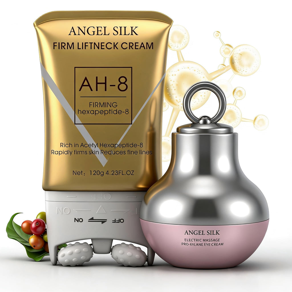YCQQPRO AH-8 Firming Neck-Eye Cream Bundle, Tightening & Revitalizing Set, Electric Massage Eye Cream with Red Light, Firm Smooth of Eye Fine Lines, Anti-Wrinkle Deep Moisturizing Skincare