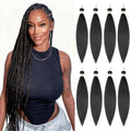Braiding Hair Pre Stretched, 24inch 8 Pack Black Pre Stretched Braiding Hair for Women, Yaki Straight Texture Professional for Boho Twist Crochet Braids Hair (1B, 24Inch (Pack of 8))