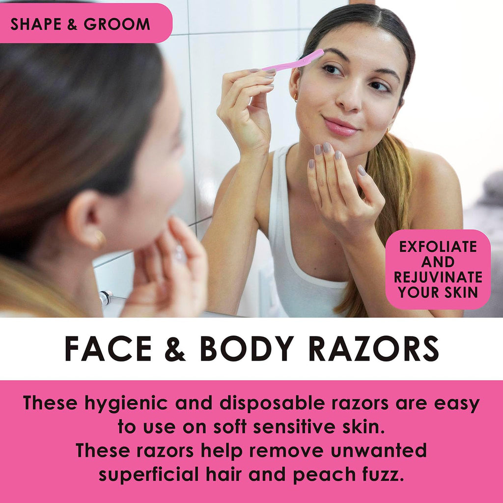 6pc Pink Dermaplaning Razor Set - Easy Grip Disposable Face & Body Razors