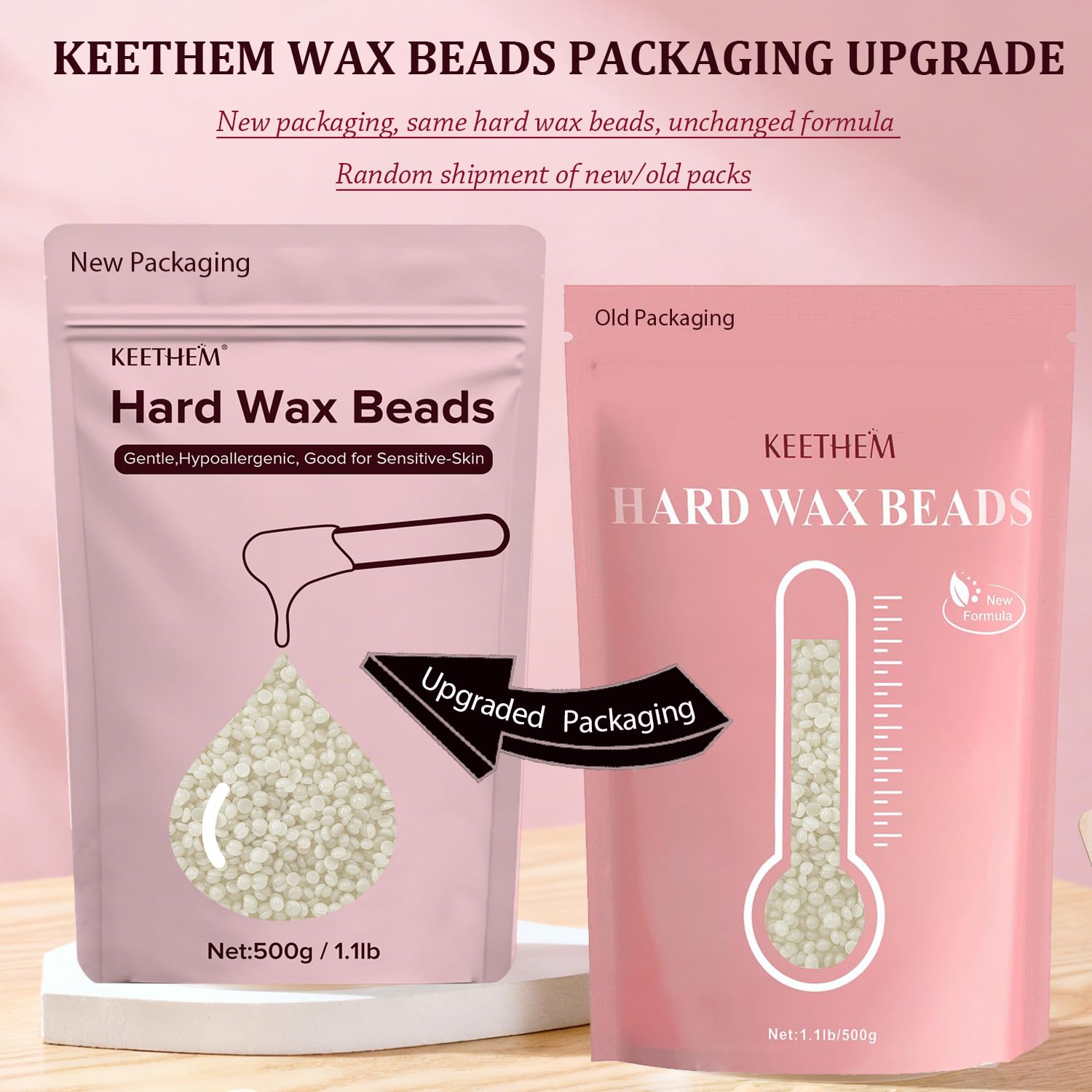 Keethem 500g/1.1lb Wax Beads Suitable for Coarse Hair Removal,Hard Wax Beads Brazilian Bikini Waxing At Home, Wax Beans for Women Men Face, Eyebrow, Body, Legs, Armpit(Coconut)