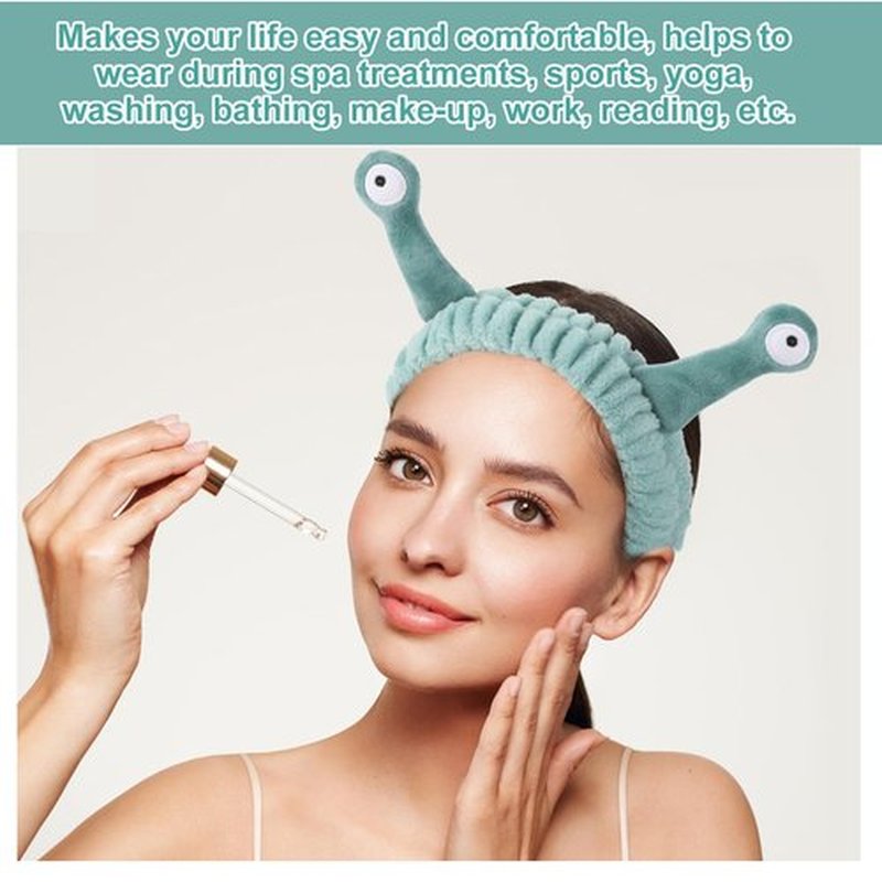 Molain 14PCS Headband for Washing Face, Cartoon Cute Flannel Skincare Headbands, Palm and Snail Spa Headband, Elastic Hair Bands Creative Hair Accessories