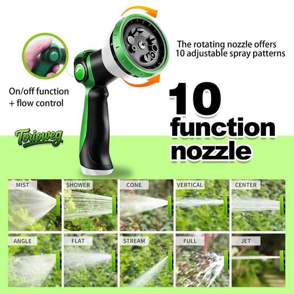Torioweg Garden Hose 50 FT-Triple-layer pipe, Water Hose with solid Aluminum Fittings, Ultra-Lightweight and Flexible, Abrasion-Resistant, Rust-Resistant,Watering and Cleaning for Outdoor