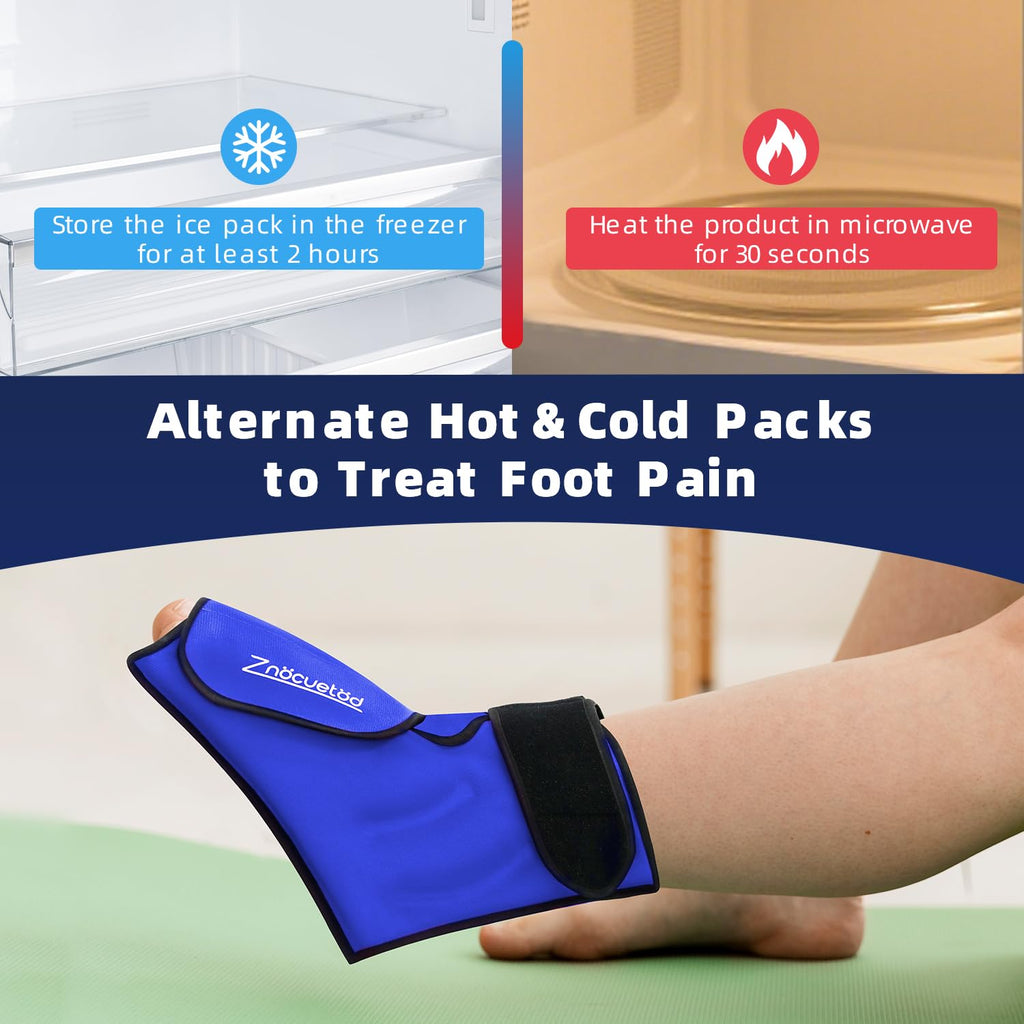 Ankle Ice Pack Wrap for Foot Heel Pain Relief and Swelling Large Reusable Gel Ice Cold Packs for Achilles Tendonitis Plantar Fasciitis Sprained Ankles Swollen Feet Surgery Recovery (Royal Blue)