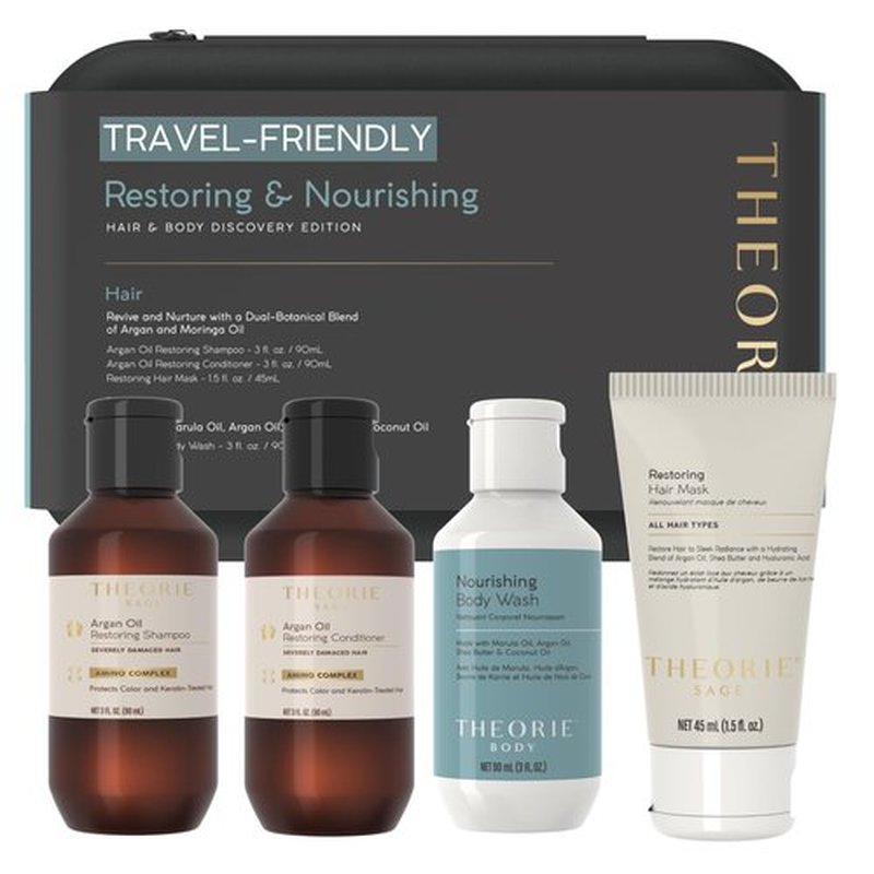Theorie Restoring & Nourishing Travel Kit – Hydration & Repair for Hair & Skin