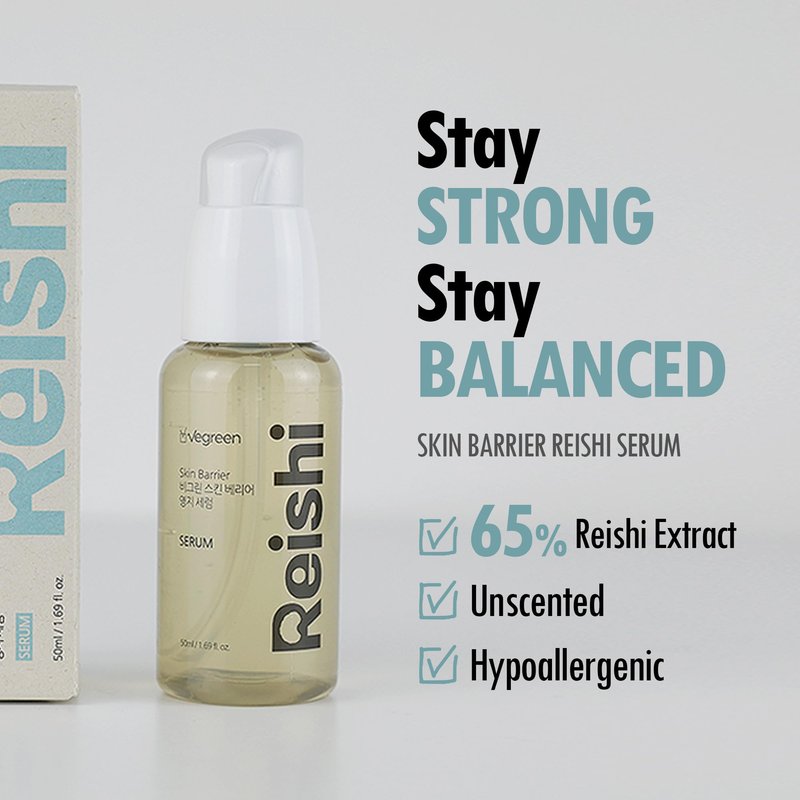 VEGREEN Skin Barrier Reishi Face Serum Skin Barrier Repair Moisturizer | Korean Hydrating Serum w/Mushroom Extracts & Lactobacillus Ferment | Glass Skin Serum for Face for All Skin Types 1.69 fl oz