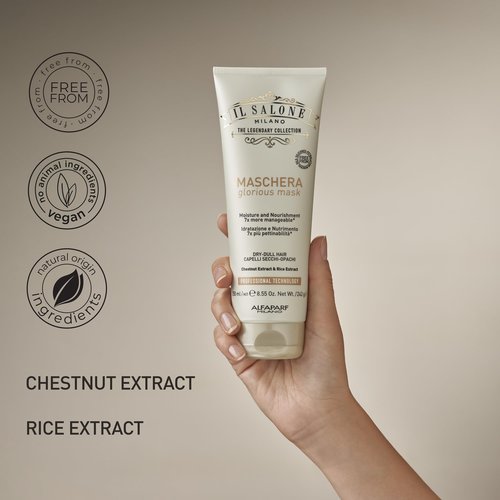 Il Salone Milano Professional Glorious Mask - Hydrating Hair Mask for Dry Hair - Increases Nourishment & Combability with Chestnut Extract & Rice Extract - Salon-Quality Hair Care (8.55 oz / 250 ml)