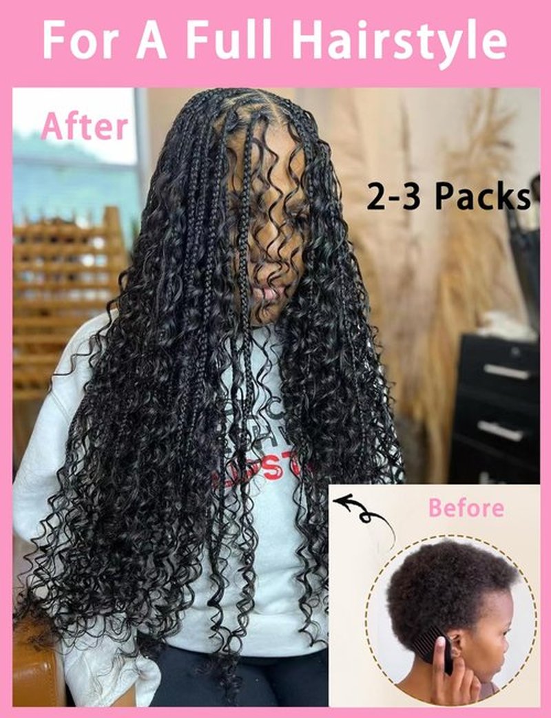 Tealoves Human Crochet Hair Curly 16inch 120g Crochet Human Hair Pre Looped Deep Wave Crochet Bundle Pre-Separated Feather Knotless Invisible Curly Crochet Hair for Women 1B