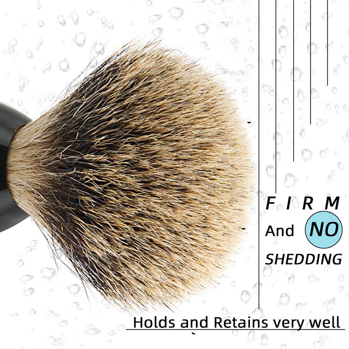 Grandslam Luxury Badger Shaving Brush Handmade Pure Badger Hair Brush with Black Resin Handle Heavy Alloy Base + Badger Bristle