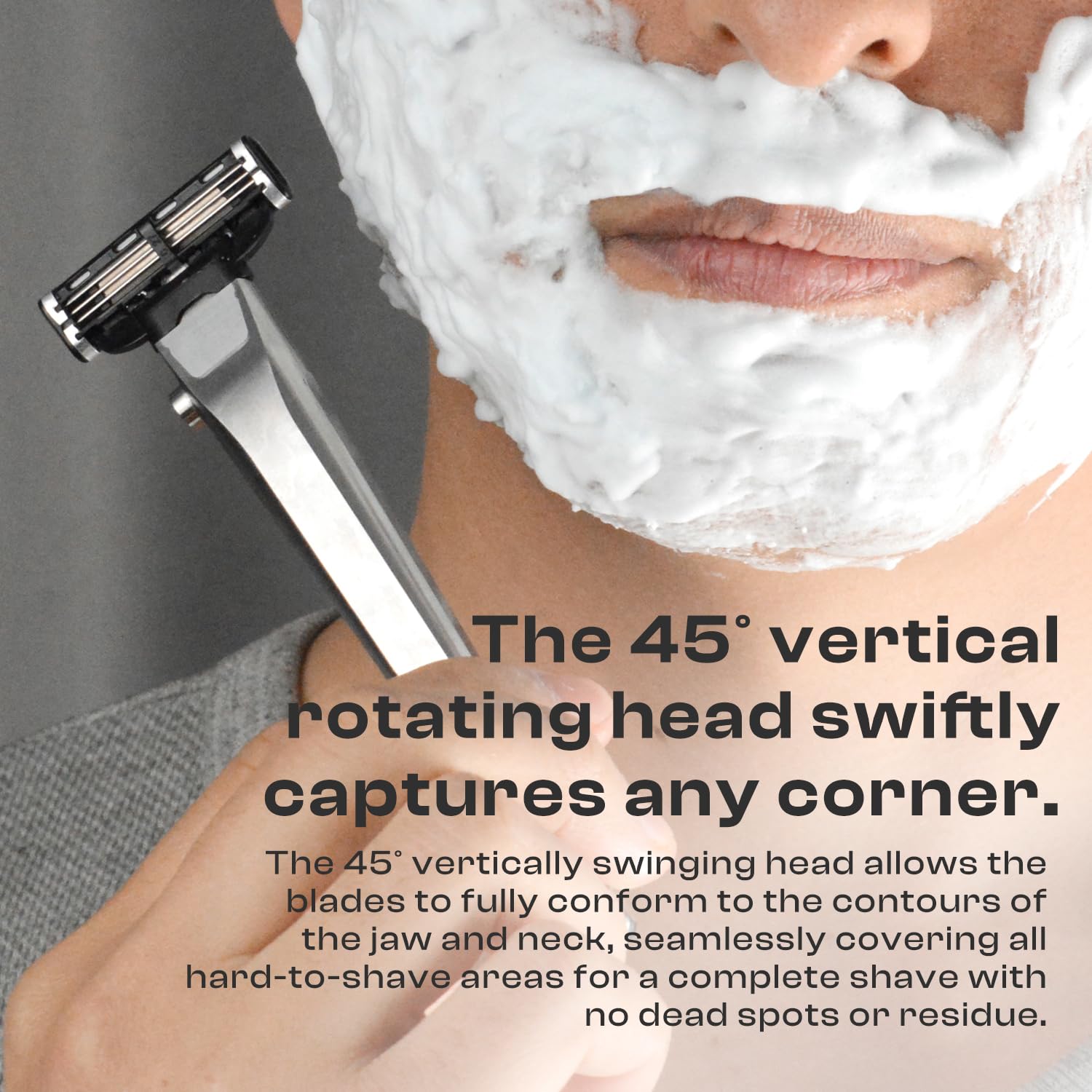 TITANER Lifetime Razor-Change the Blade in 1s GR5 Titanium Rust and Water Resistant,Comfortable to hold Water Washing Cleaning with Mach3 Blade Replacement Pack for Men's Everyday Shaving (Grey)