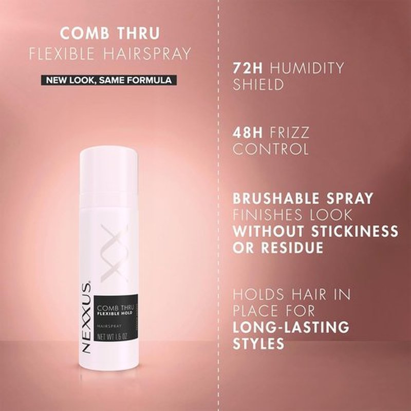Nexxus Travel Hairspray, Comb Thru Flexible Hold 8-Pack – 72-Hour Anti-Humidity Shield, 48-Hour Frizz Control, Rose Fragrance, 1.5 Oz Ea