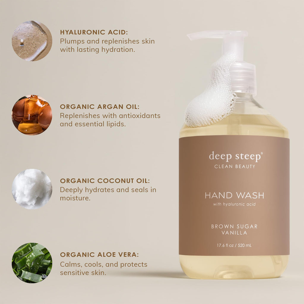 Deep Steep Liquid Hand Wash, Citrus Champagne, 17.6 oz – Moisturizing Cleanser with Olive Oil, Aloe Vera, Glycerin & Hyaluronic Acid – Vegan, Clean Beauty, Soft & Nourished Hands