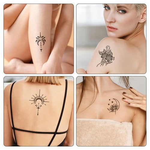 20 Sheets Temporary Tattoo Stencil Kit, Tattoo Templates for Real Tattoos Mehndi Stencils for Kids Teens Adults Body Paint