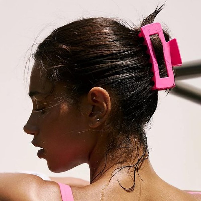 3.5” Medium Claw Clips, 6 Pcs Square Hair Clips for Thick and Thin Hair, Strong Hold Banana Jaw Clips, Cute Hair Accessories for Women and Girls (pink)
