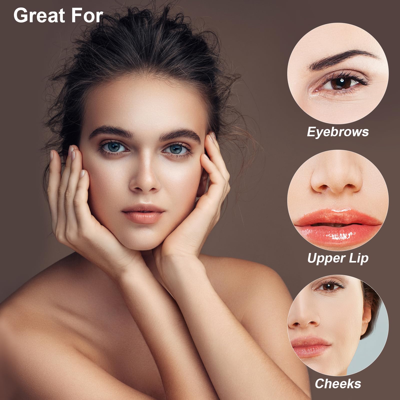Eyebrow Wax Kit, Eyebrow Shaper Pen, Sugar Wax Wand, Facial Hair Removal for Eyebrow, Upper Lip, Cheek, and Moustache at Home with 50 Cotton Strips and 6 Calming Wipes for All Skin Types for Women