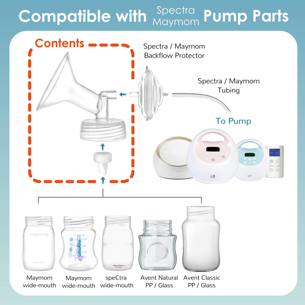 Maymom 19mm Flange and Duckbill Valve Compatible with Spectra S1 S2 Breastpump Not Original S2 Accessories Not Original Spectra Replacement Duckbill Valve and Flange