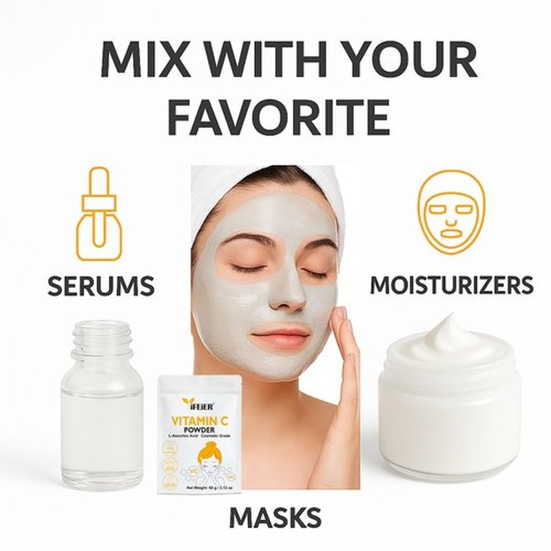iFEiER Cosmetic Grade Vitamin C Powder for face | Nano Ultra Fine | Pure Vitamin C serum powder for Skin | 60g 2.12oz L-Ascorbic Acid VC for DIY Serum, Creams | VC for face and skin