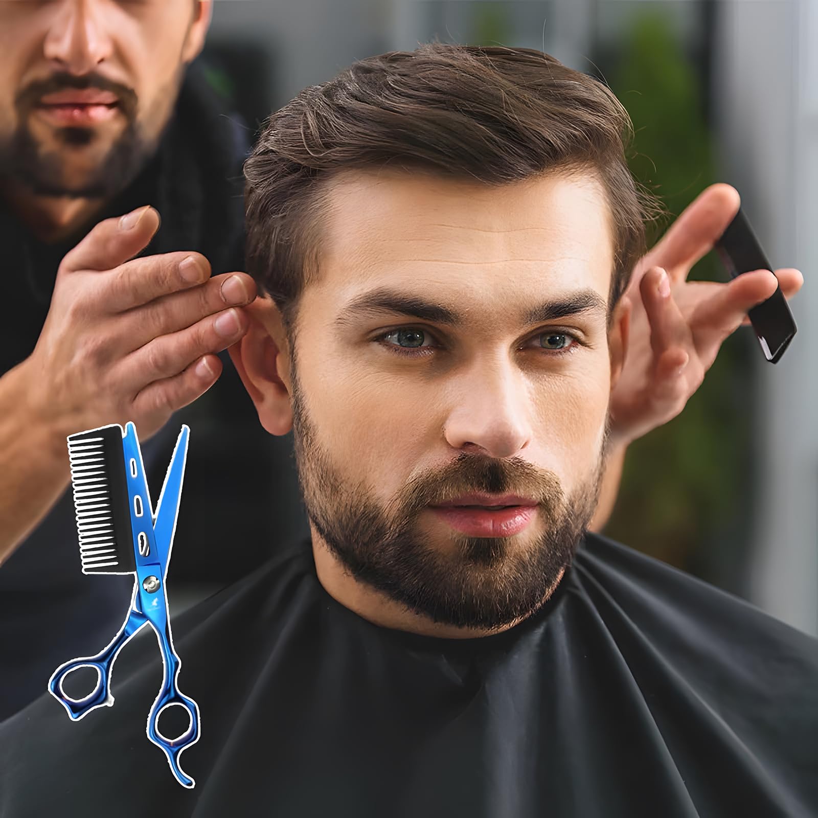 2 In 1 Hair Scissors With Comb, 6 Inch Professional Jp440c Steel, Hair Cutting Scissors, Hairdresser Scissors, Haircut Barber, Home Use for Man Woman Adults Kids (D)