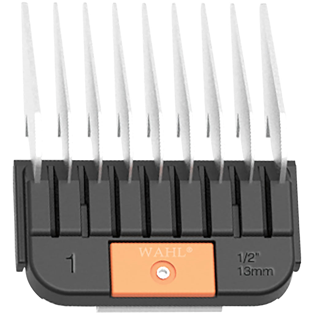 WAHL Professional Animal Stainless Steel Attachment Guide Comb Detachable Blade Pet Clippers - #1, 1/2 Inch Cut Length (3374-100), Orange