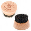 Menesia Small Round Beard Brush, Boar Bristle Wooden Brush for Travel