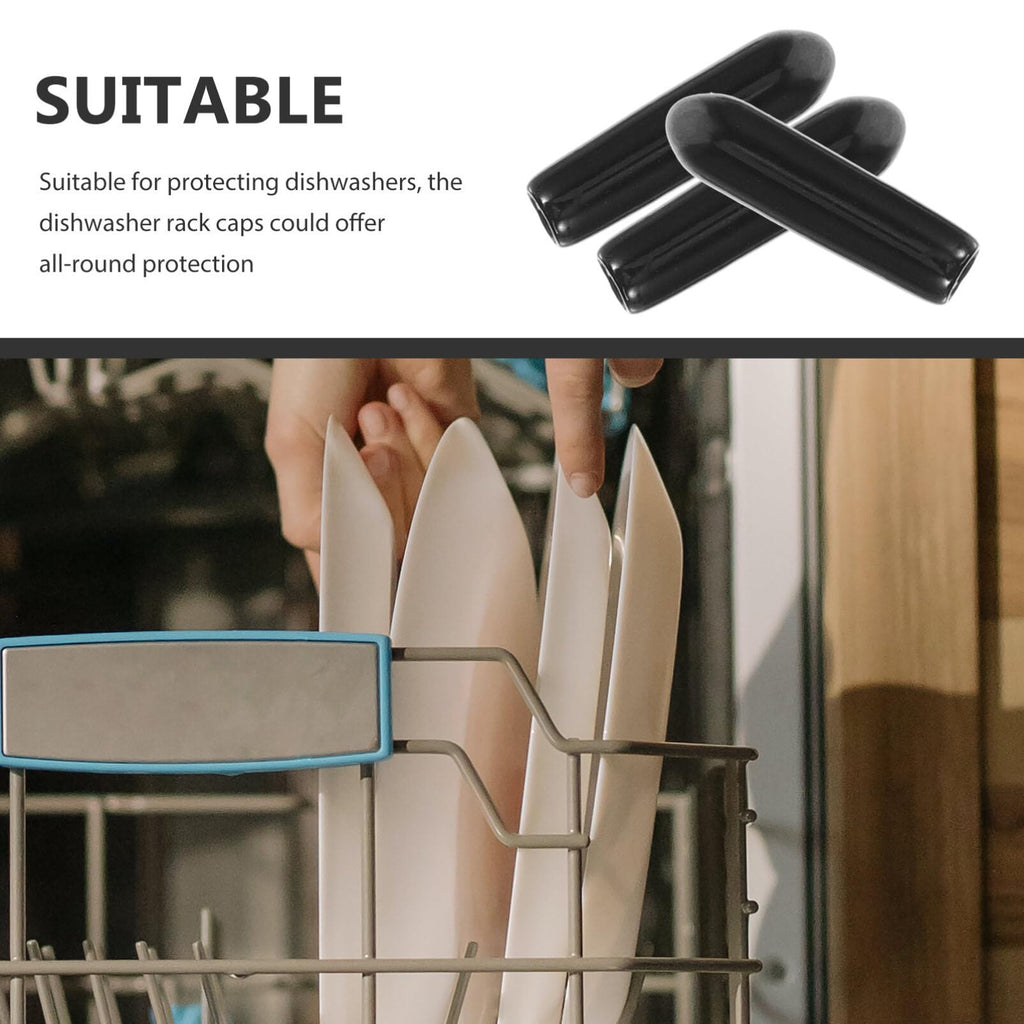 Uonlytech Dishwasher Rack Tip Protectors 200 Pcs Black Prong End Caps for Repair Coating Covers Easy to Install Durable Dishwasher Rack End Caps