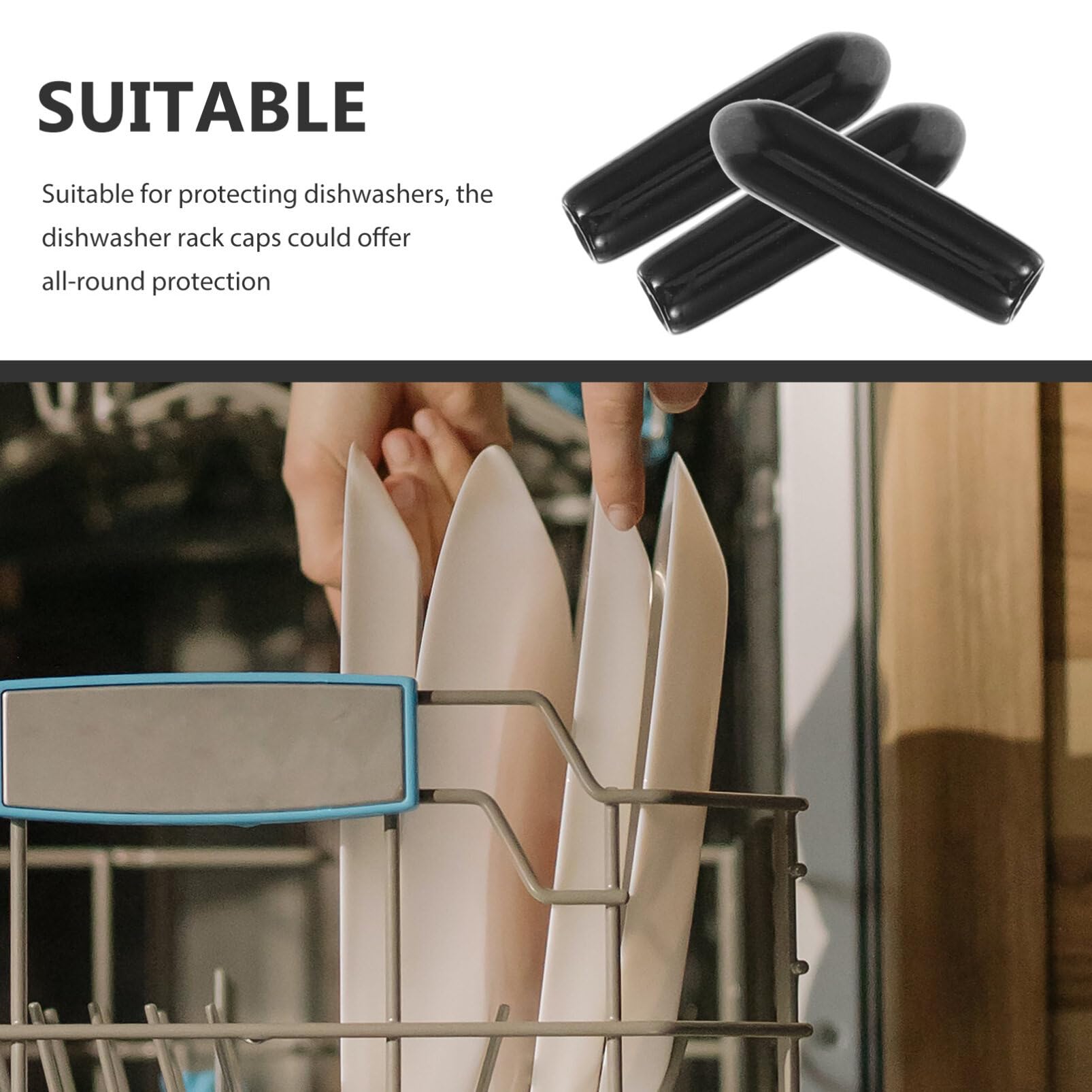 Uonlytech Dishwasher Rack Tip Protectors 200 Pcs Black Prong End Caps for Repair Coating Covers Easy to Install Durable Dishwasher Rack End Caps