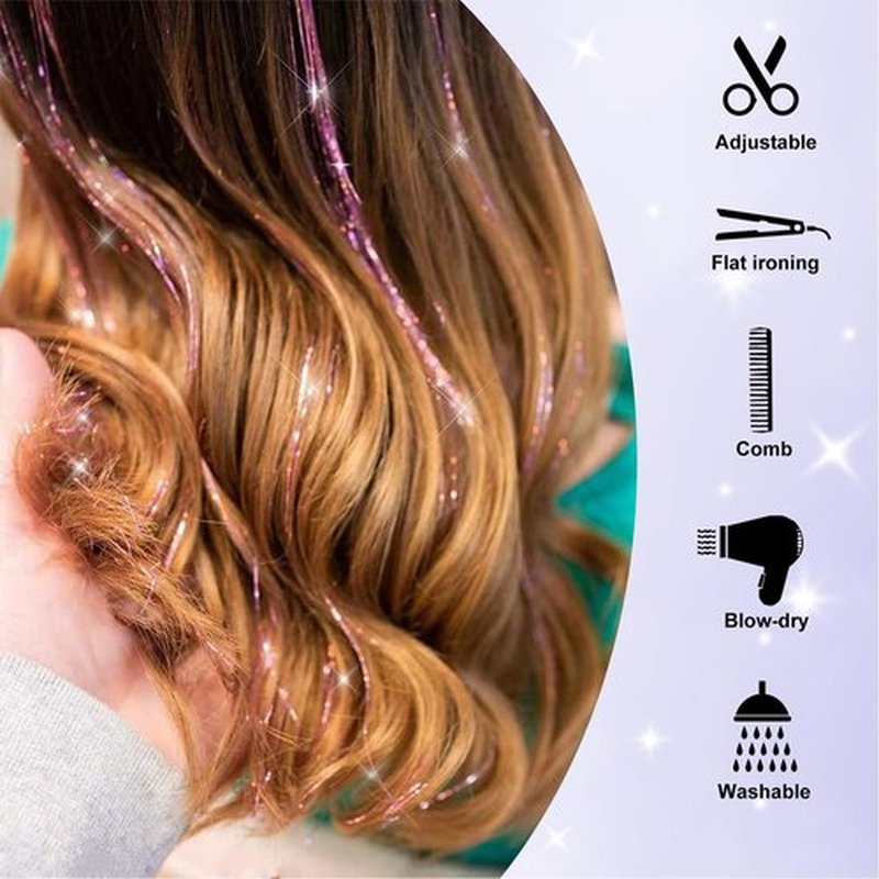 Hair Tinsel 12 Pcs Clip in Hair Tinsel Kit for Girls 20.5 Inch Glitter Shiny Sparkly Fairy Tinsel Hair Extensions Heat Resistant Party Festival Accessories for Women Kids (Peacock Blue)