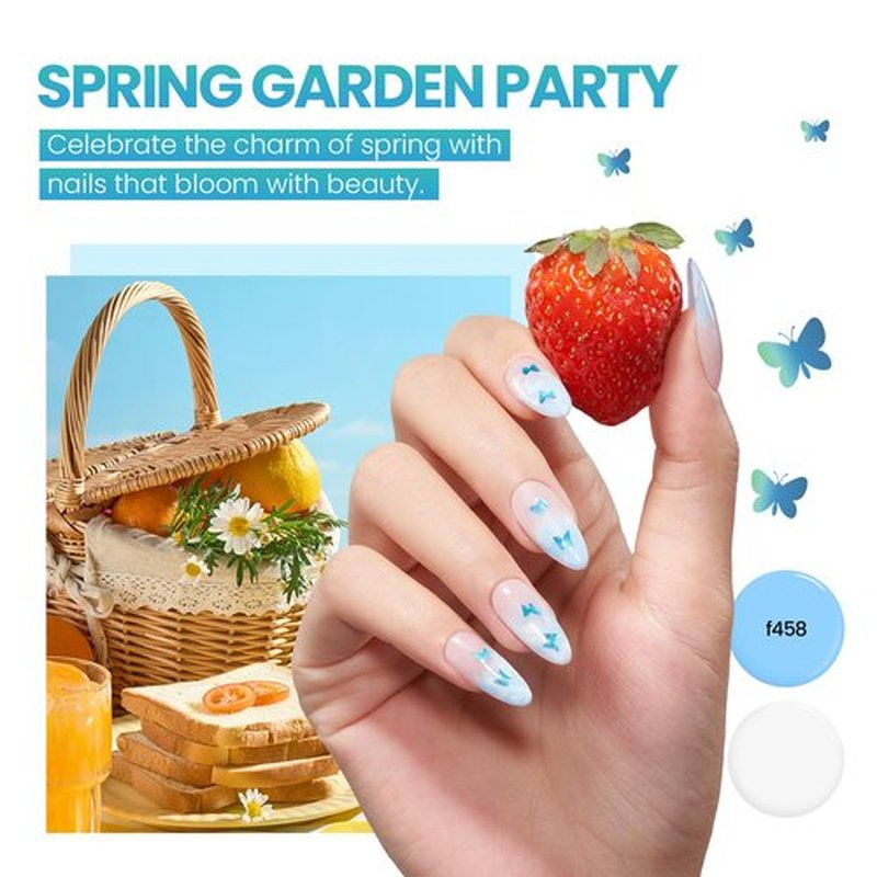Beetles Gel Nail Polish Kit with U V Light: 19 Pcs Garden Party Pastel 8 Colors Soak Off Gel Nail Set with Base and Top Coat, Sticker accessories All in One Manicure Party Favors
