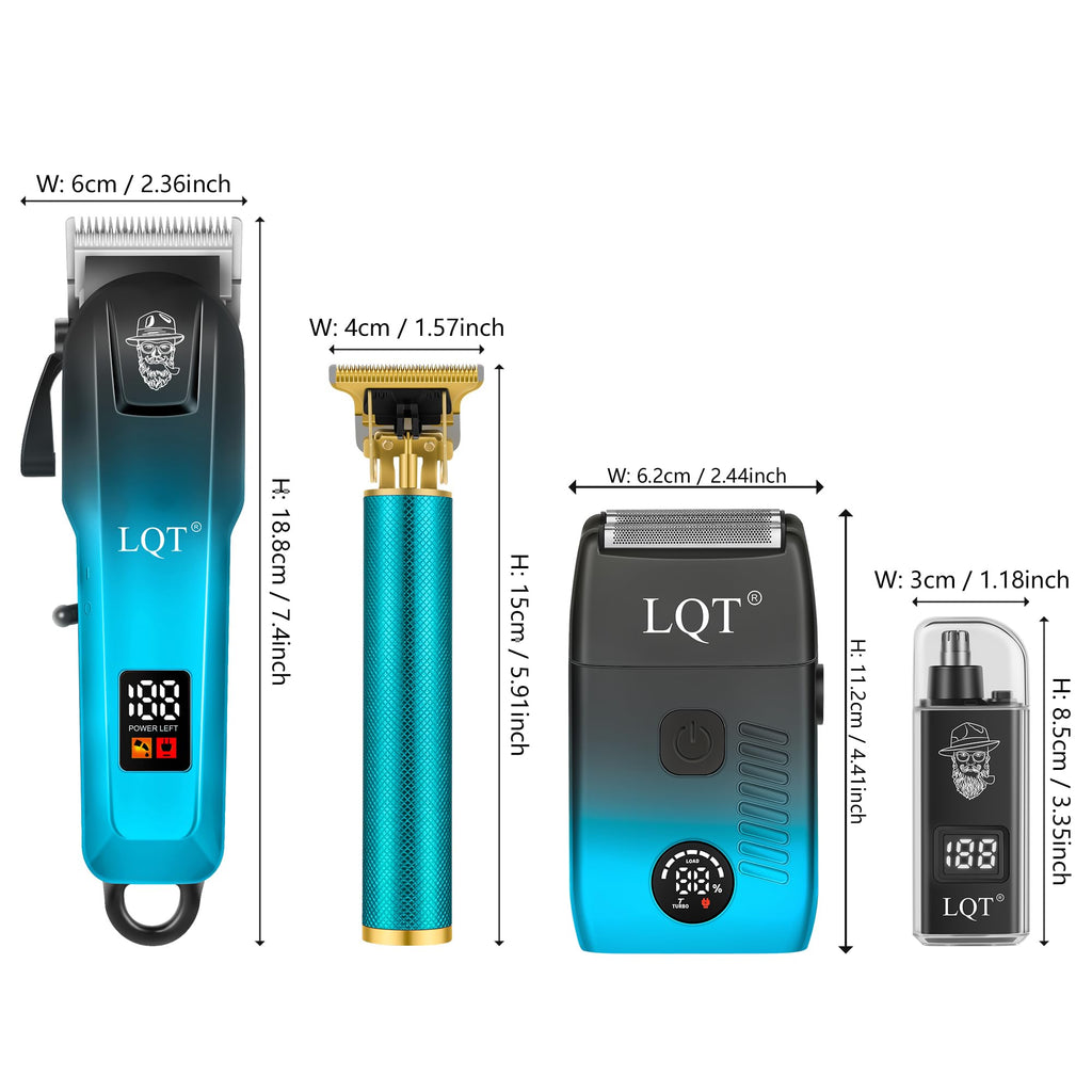 Hair Clippers for Men with LED Display, 4-Piece Cordless Grooming Kit with Hair Clipper, Beard Trimmer, Foil Shaver, Nose Trimmer, Complete Rechargeable Set for Home Barber
