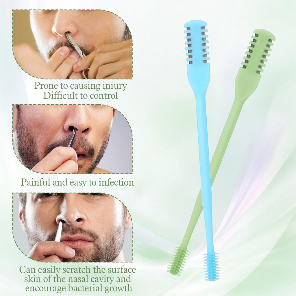 GEEHUA 10 Pcs Manual Nose Hair Trimmer for Men Women, 360° Rotating Nasal Hair Removal Cutter, 2-in-1 Stainless Steel Nose Trimmer with Ear Cleaner