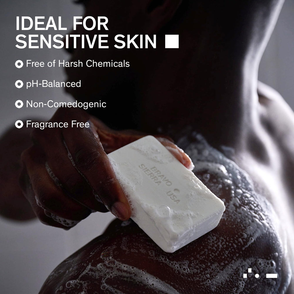 Bravo Sierra Face & Body Bar Soap for Women & Men - Moisturizing Bath Soap Cleanses, Hydrates & Balances Skin - Fragrance Free Gentle Face-to-Toe Body Wash Bar for All Skin Types, Vegan