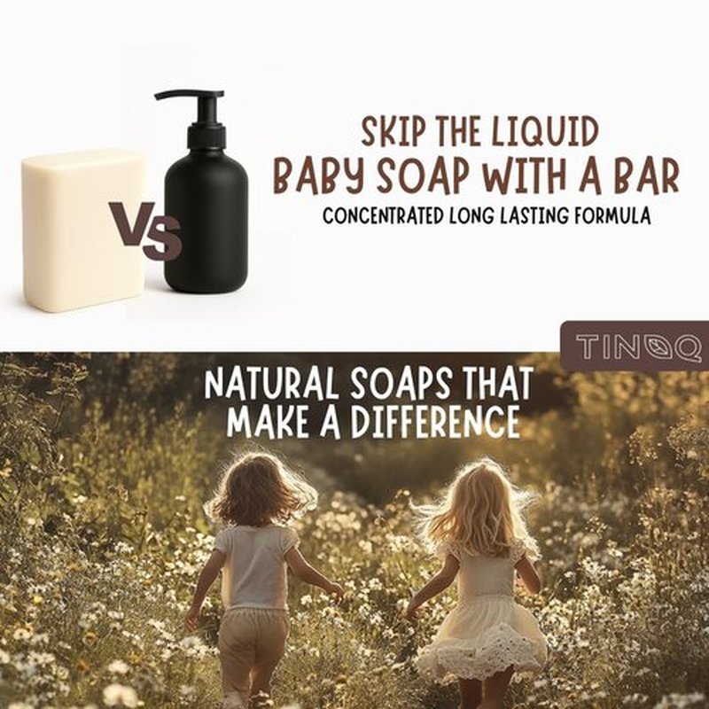 TINOQ Fragrance Free Baby Bar Soap for Sensitive Skin | Unscented Natural soap bar for toddlers kids adults with gentle skin | Organic ING | Made in USA | 7 Bars (3.5 oz Each)