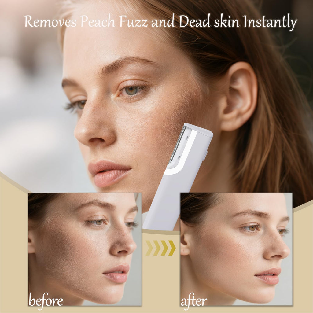 Electric Dermaplane Razor for Women Face – Peach Fuzz Remover for Women Face, Face Razors for Women Dermaplaning,5 Replacement Blades,Travel-Friendly, Microblades for Face, Painless Hair Removal