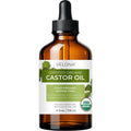 velona USDA Certified Organic Castor Oil - 4 fl oz (With Dropper) | For Hair, Boost Eyelashes, Eyebrows | Cold pressed, Natural Oil USP Grade | Hexane Free