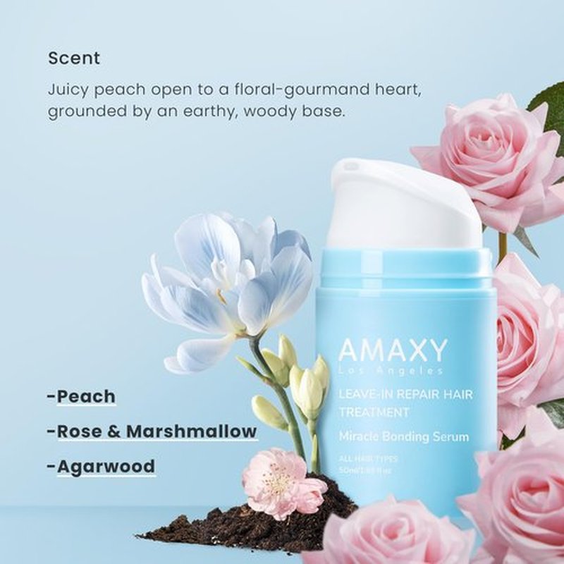 AMAXY Miracle Bonding Serum, Leave-In Hair Repair Treatment for Damaged Bleached Hair – Bond Protein Repair + Keratin Hair Serum, Frizz Control, Heat Protection, Sulfate Free - 1.69fl oz
