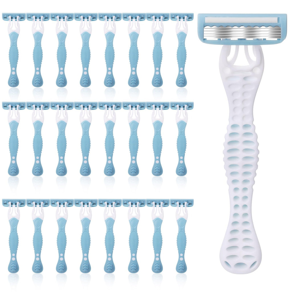Leriton 24 Pcs Women Disposable Razors Bulk 5 Blade for Sensitive Skin Individually Packaged Shaving Razors for Hotel Spa Travel Daily
