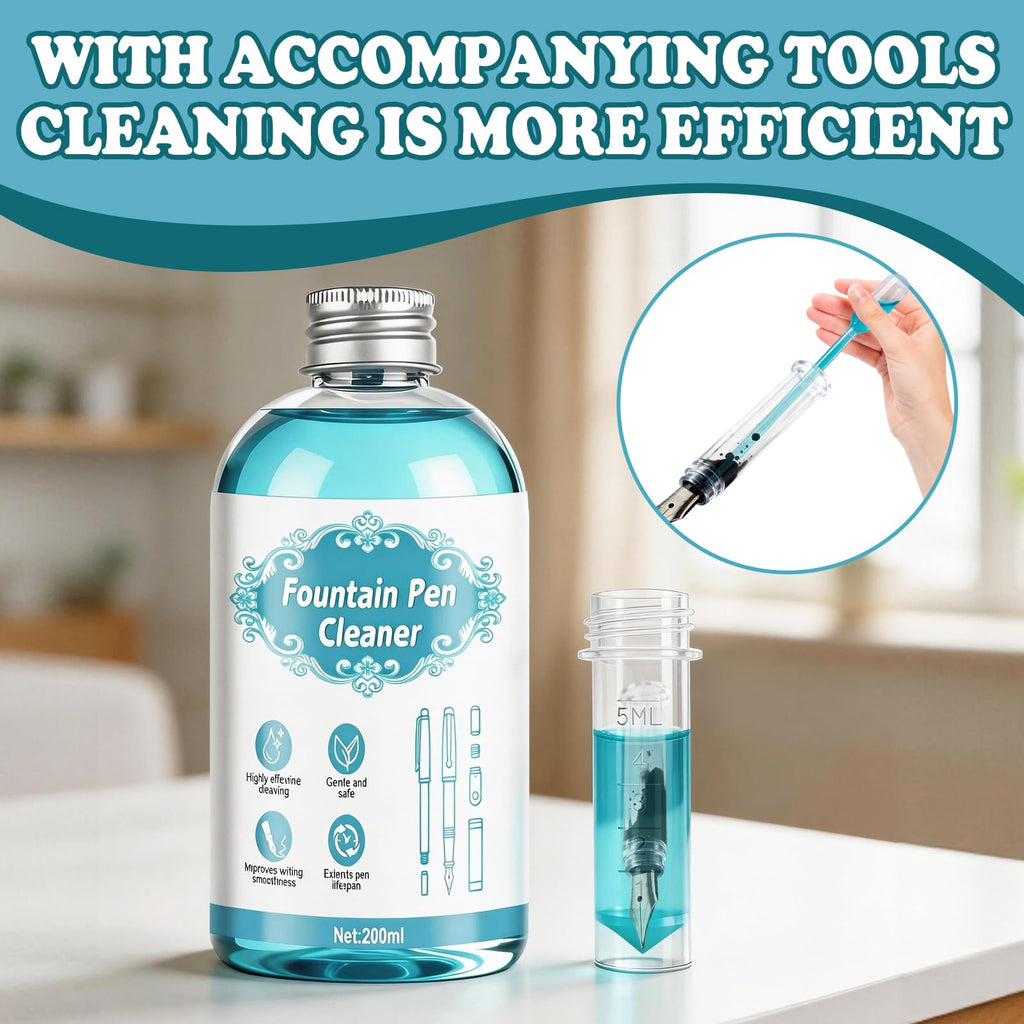 Fountain Pen Cleaner, Fountain Pen Cleaning Kit, Effective Cleaning, 200ml