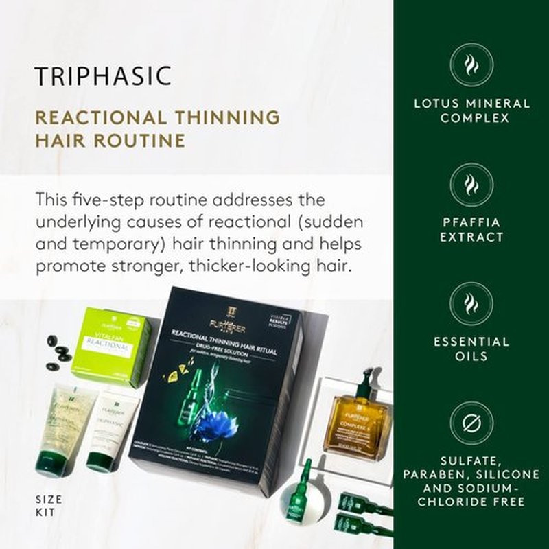 Rene Furterer Reactional Thinning Hair Ritual - Drug-Free Solution for Sudden Thinning Hair - 1 Ct.