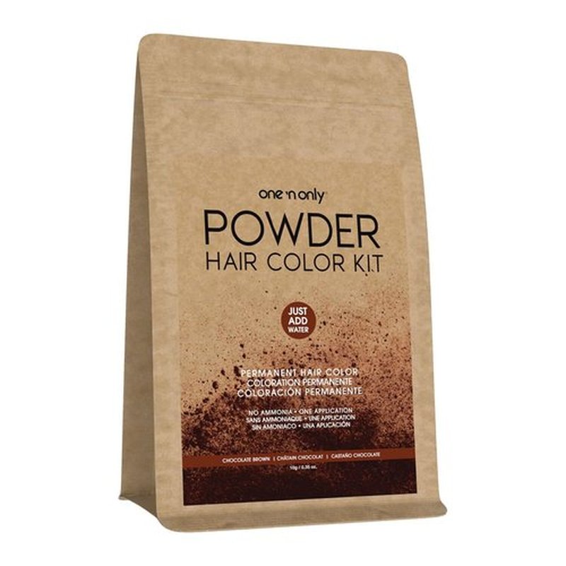 One N' Only Powder Hair Color Kit - Chocolate Brown | Permanent Color, 100% Gray Coverage, Just Add Water