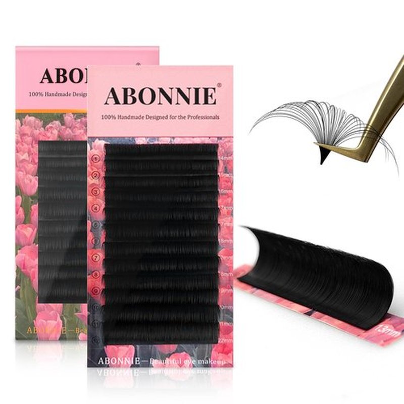 ABONNIE Easy Fan Lash Extensions, Rapid Blooming Volume lash Extensions, D Curl Cashmere Fan Lash Extensions, 0.07 Thickness 14mm Length Self Fanning Volume Lashes Extension (D-0.07,14mm)
