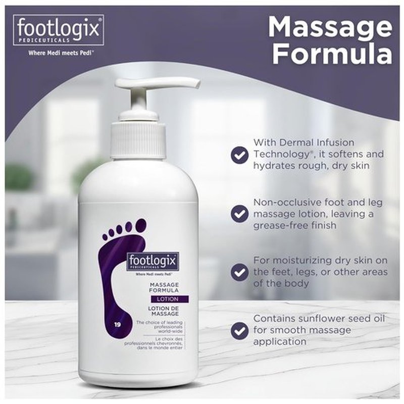 Footlogix Massage Formula Lotion - Deep Moisturizing Relief for Tired Feet | 8.45 oz