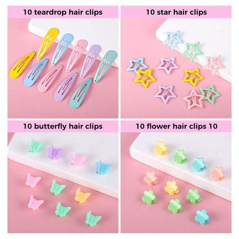 Colorful Rubber Bands Set, 2020Pcs Elastic Hair Ties with 5 Styling Tools 40Pcs Hair Clips Hair Accessories for Girls Daughter