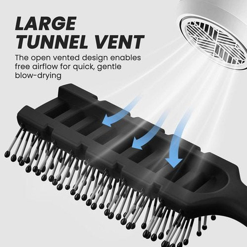Balon Hair Brush - Speed Dry Vent Brush for Pain-Free Detangling | Ideal for Curly Hair (Black)