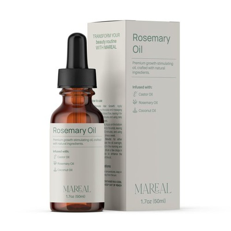 MAREAL | Pure Rosemary Oil for Hair Growth & Scalp Health | Infused with Castor & Coconut Oil | Hair Thickening & Regrowth Treatment for Women & Men | 100% Natural | Up to 2-Month Supply | 1.7 fl oz