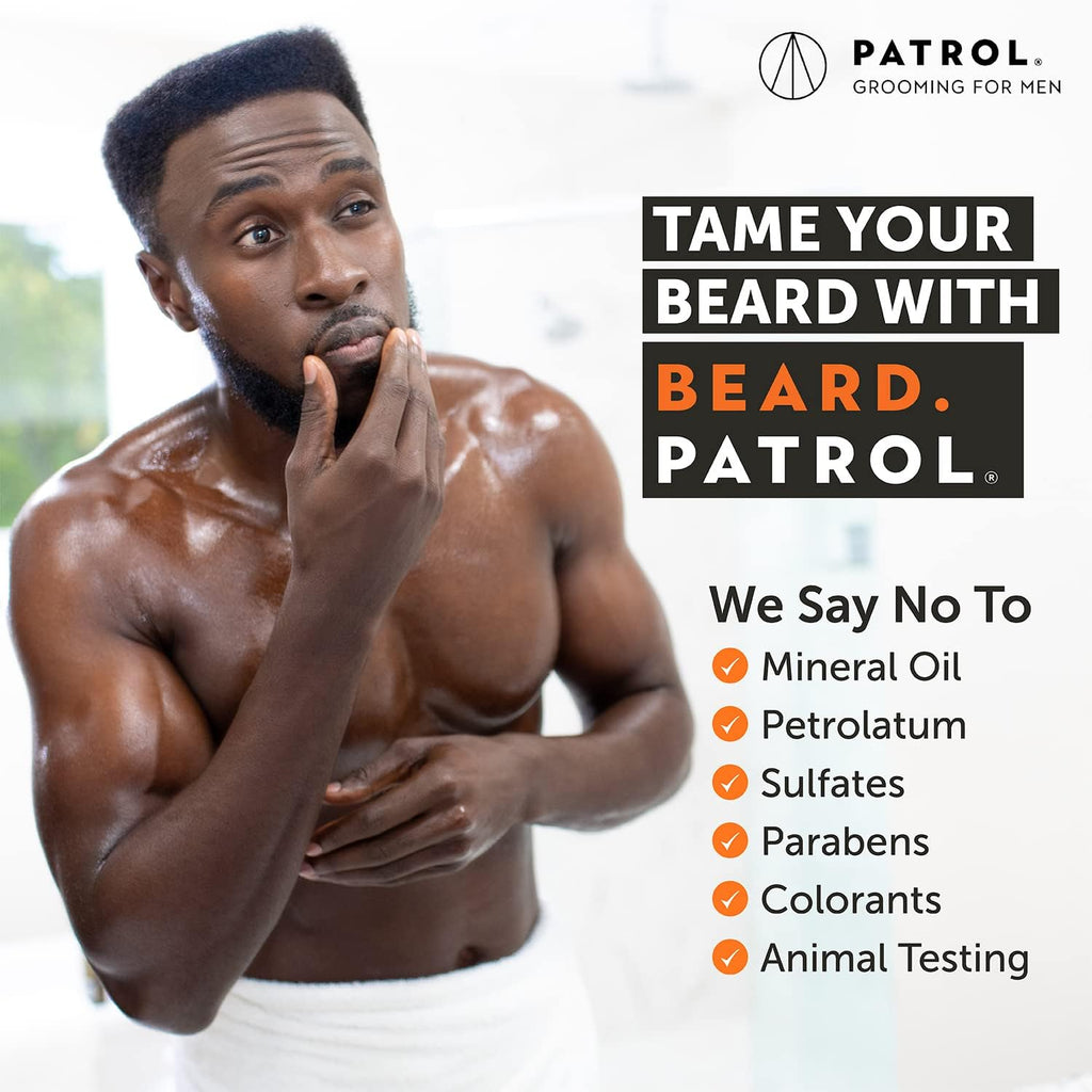 Beard Patrol Men's Beard Oil - Softens, Smooths & Strengthens Beard Growth – Grooming Beard and Mustache Maintenance Treatment - Cedarwood & Tonka - Pack of 3