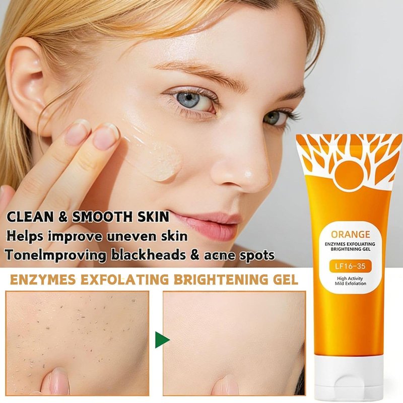 2Pcs Orange Exfoliating Gel Scrub for Face & Body, Deep Pore Cleansing Exfoliant to Remove Blackheads, Moisturizing & Gentle for All Skin Types